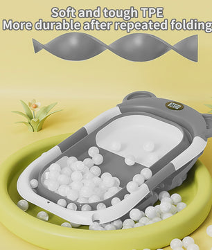 Opvouwbaar Babybadje met Thermometer & Antislip Kussen - Draagbaar voor Pasgeborenen