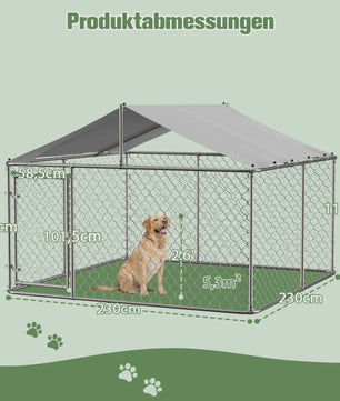 Robuuste Stalen Hondenren met Dak - 230x230x117cm Outdoor Kennel