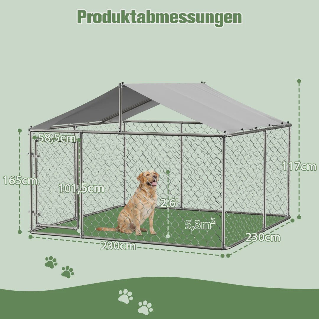 Robuuste Stalen Hondenren met Dak - 230x230x117cm Outdoor Kennel