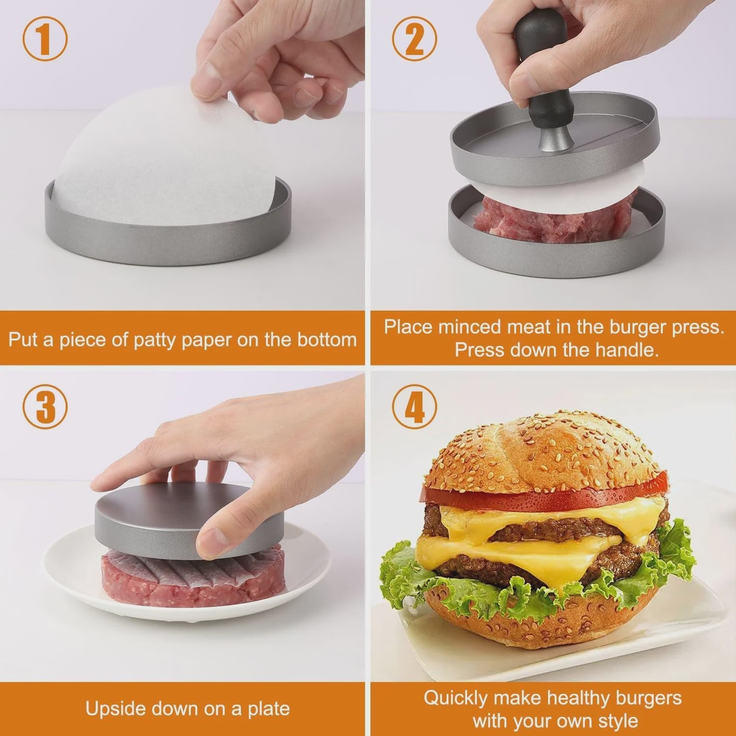 Aluminium Burgerpers voor Perfecte Hamburgers - Ideaal voor BBQ & Keuken