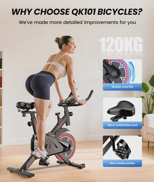 Indoor Hometrainer met 10kg Vliegwiel, Stille Riem Aandrijving en LCD Display