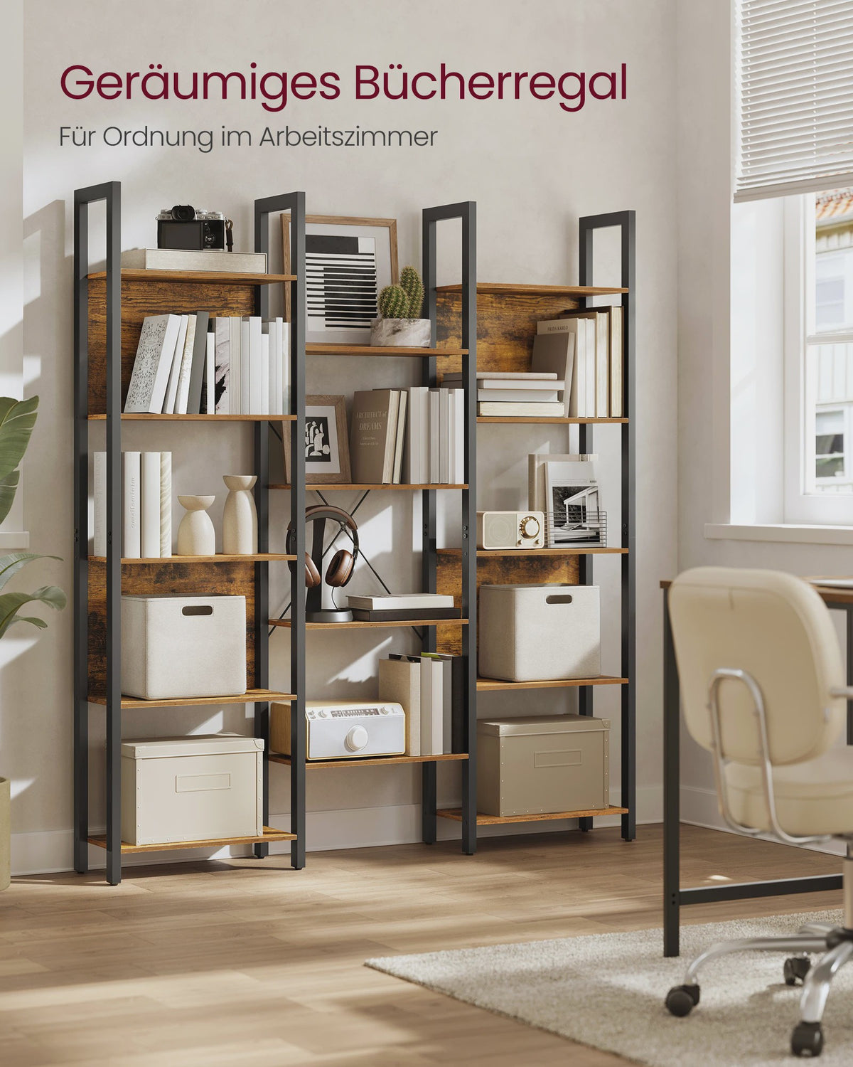 Industriële Boekenkast met 14 Planken - Metalen Frame voor Woonkamer & Kantoor