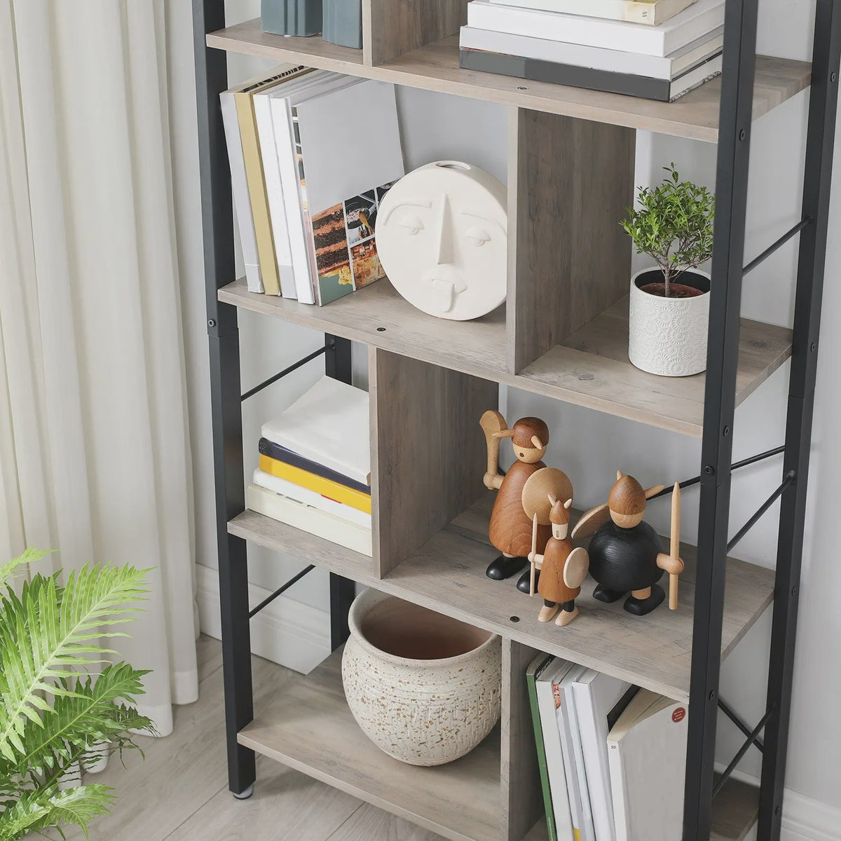 VASAGLE Boekenkast met Metalen Frame - Stijlvolle Opbergkast voor Studie en Woonkamer