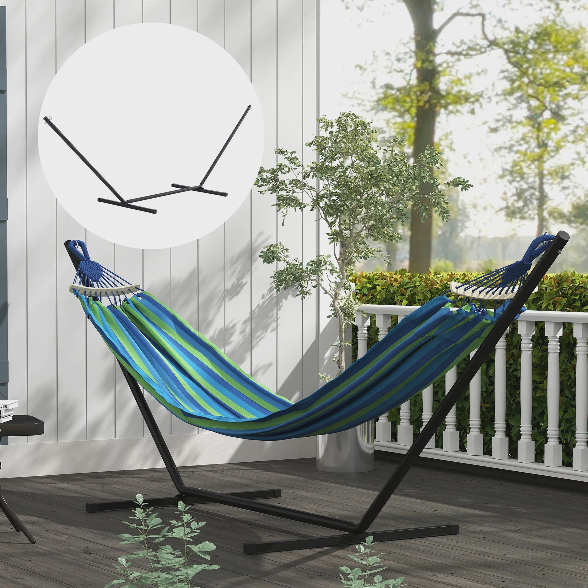 Outsunny Robuuste Metalen Ondersteuning voor Hangmat - Zwart - 3.60m
