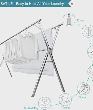 XXL RVS Kledingrek Droogrek - Opvouwbaar, Indoor & Outdoor Gebruik
