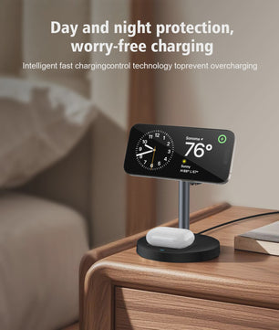 3-in-1 Magnetische Draadloze Oplader Stand voor iPhone, Apple Watch & AirPods - 15W Fast Charge