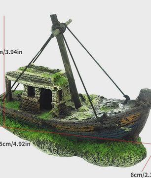 Verlaten Scheepswrak Decoratie voor Aquarium - Uniek Onderwaterlandschap
