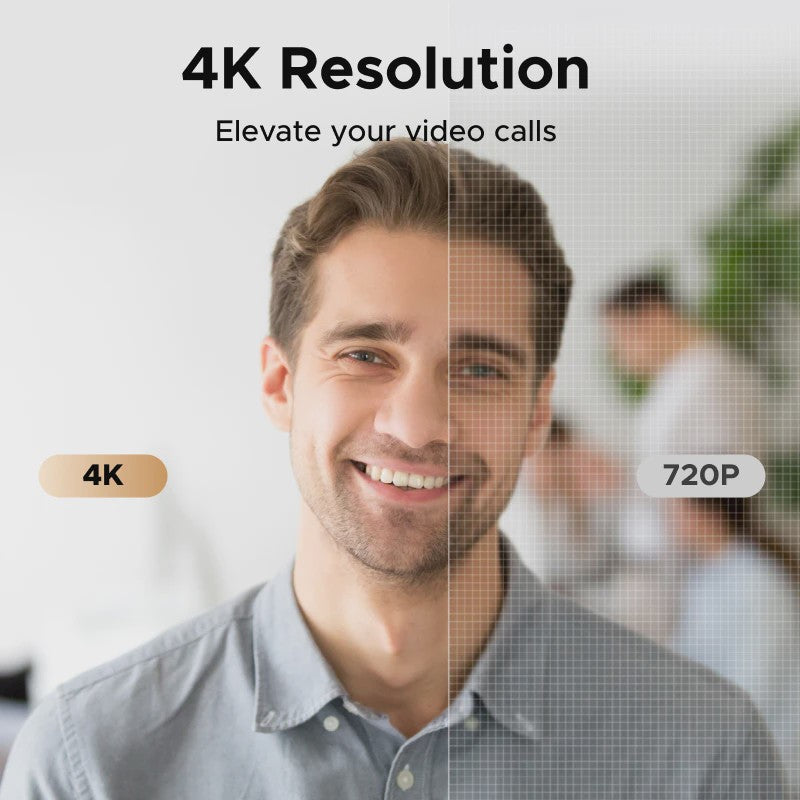 4K Webcam met Autofocus, AI Noise Cancelling Microfoons & Privacy Cover