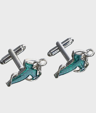 Elegante Manchetknopen met Groen Elf Blad Design - Unisex Klassiek & Stijlvol