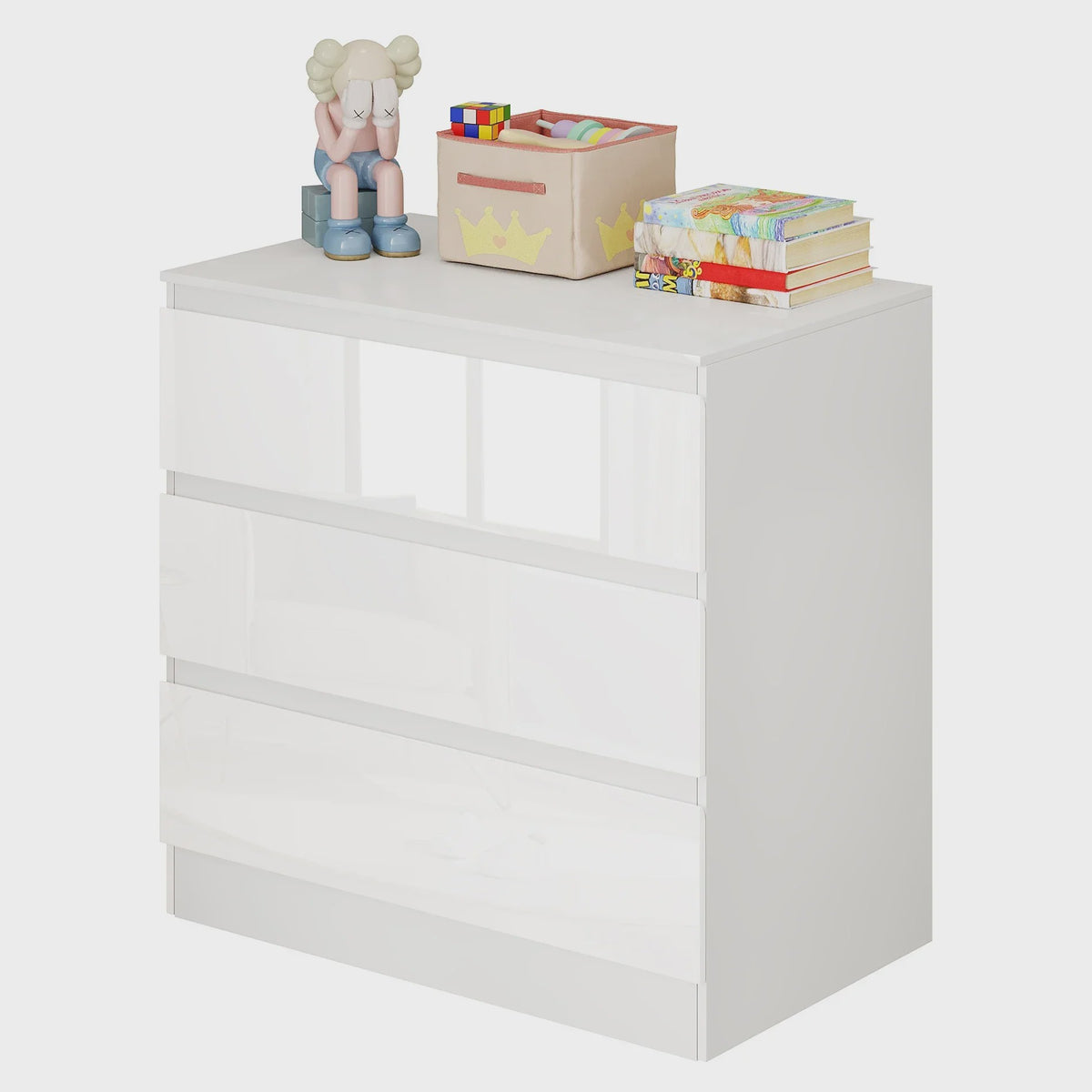 Moderne Witte Ladekast met 3 Lades - Stijlvolle Opbergkast voor Slaapkamer, Woonkamer of Babykamer