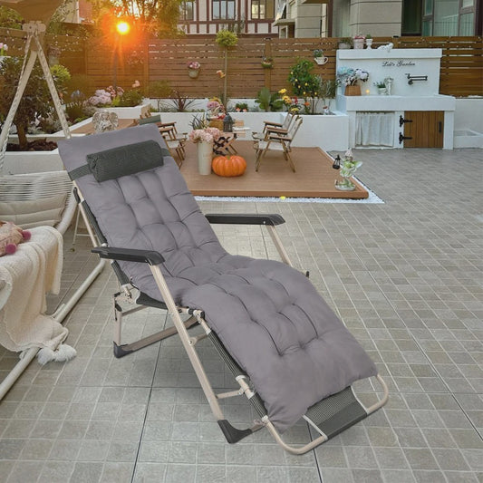 Klapbare Ligstoel voor Tuin en Terras met Verstelbare Rugleuning en Comfortabel Kussen