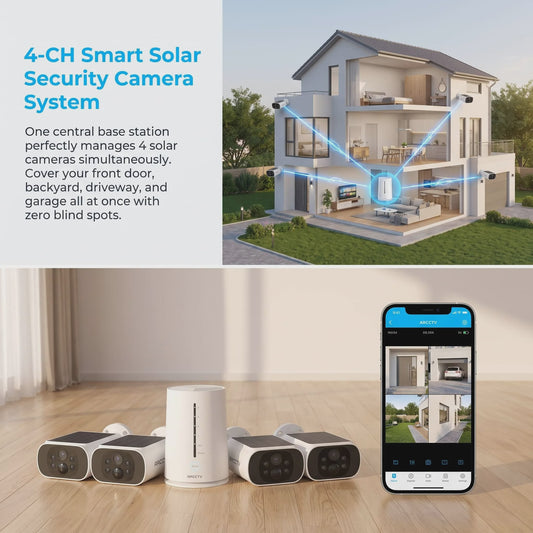 ARCCTV 4MP Solar Wifi Camera Set: Slimme Beveiliging met Mensdetectie & Sirene