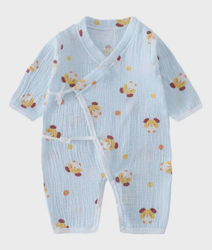 Mousseline Katoen Romper met Lange Mouwen voor Baby's (0-24M) - Unisex Jumpsuit voor Jongens & Meisjes
