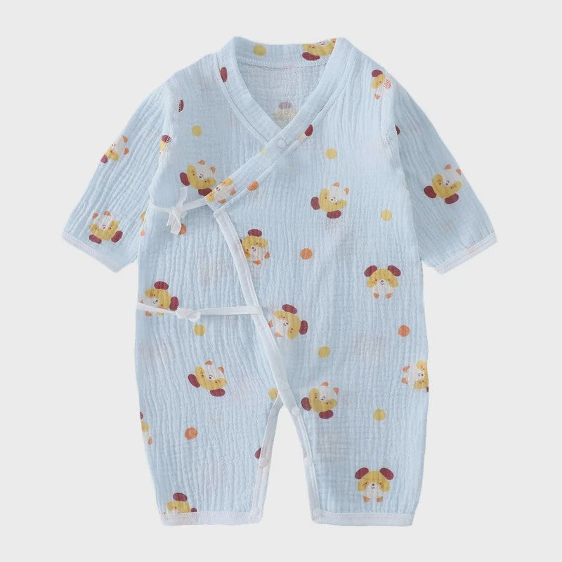 Mousseline Katoen Romper met Lange Mouwen voor Baby's (0-24M) - Unisex Jumpsuit voor Jongens & Meisjes
