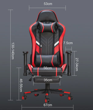 Ergonomische Massage Gaming Stoel met Voetensteun en Lendensteun - Verstelbaar