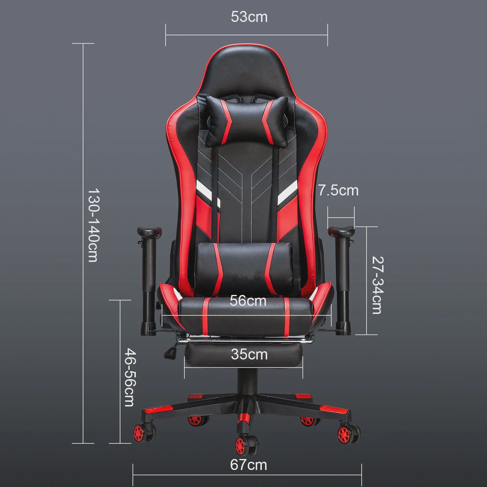 Ergonomische Massage Gaming Stoel met Voetensteun en Lendensteun - Verstelbaar