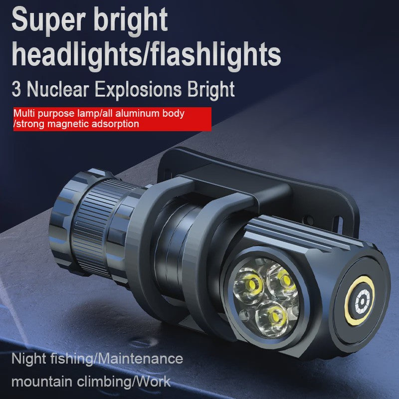 Krachtige Oplaadbare 3000LM LED Hoofdlamp - Waterdicht & Multifunctioneel voor Camping en Vissen