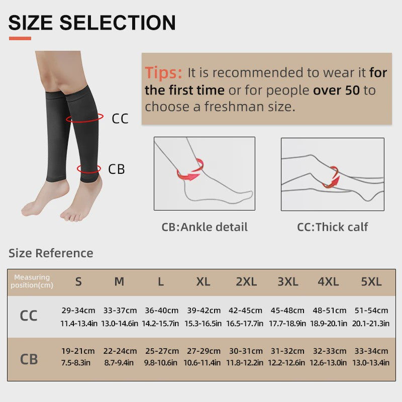 Plus Size Compressie Kuitmouwen (S-5XL) - 30-40mmHg - Tegen Spataderen & voor Sport