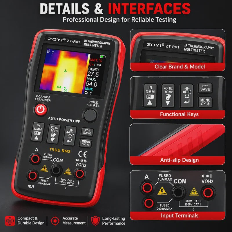 ZOYI ZT-R01: 2-in-1 Thermische Camera & Multimeter met 25000 Counts True RMS