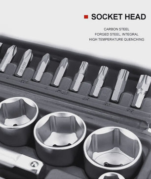 172-delige Ratel Socket Sleutel Set: Complete Gereedschapskist voor Auto, Motor & Fiets
