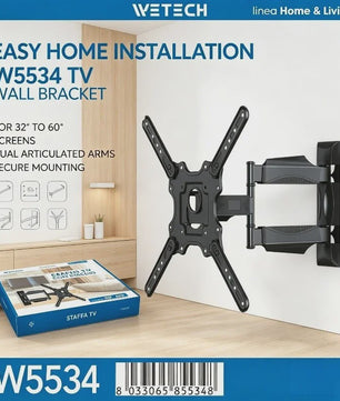 WETECH W5534 TV Muurbeugel - Dubbele Arm, Volledig Verstelbaar voor 32-60 Inch TV's, 32kg Draagvermogen, VESA 100-400mm