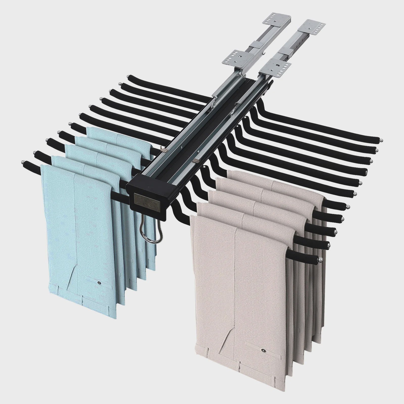 Ruimtebesparende Uittrekbare Broekenhanger voor Kledingkast - Zwart, 22 Hangers