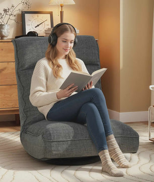 Opvouwbare Vloerstoel met 360° Draaifunctie en Verstelbare Rugleuning - Comfortabele Fauteuil voor Woonkamer