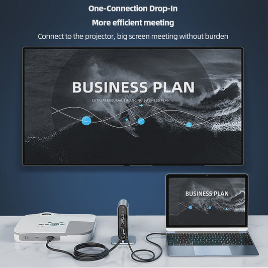 USB-C Docking Station 100W PD, 4K HDMI, VGA, RJ45, USB 3.0 Hub & SD/TF Kaartlezer