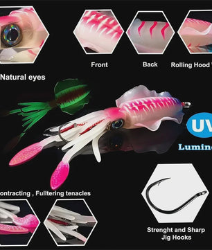 Zachte Inktvis Kunstaas 60g Luminous UV - Diepzee Vissen Trolling Lure