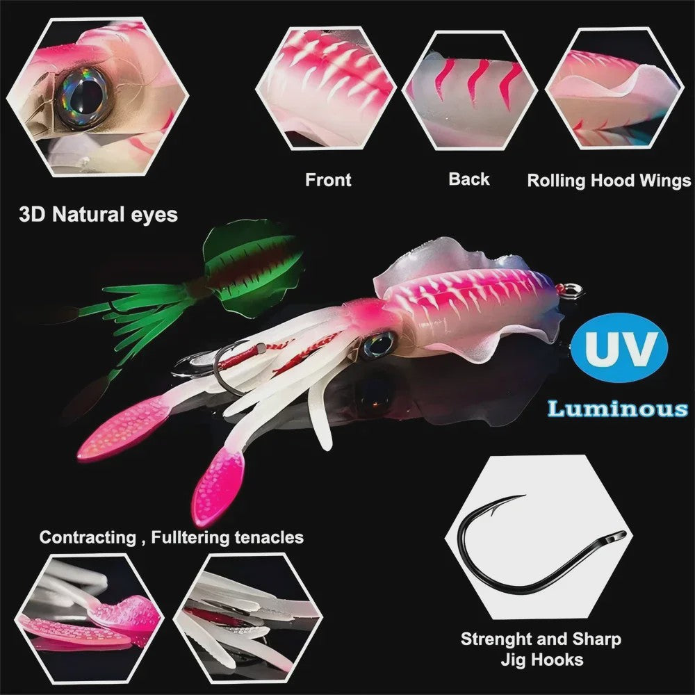 Zachte Inktvis Kunstaas 60g Luminous UV - Diepzee Vissen Trolling Lure