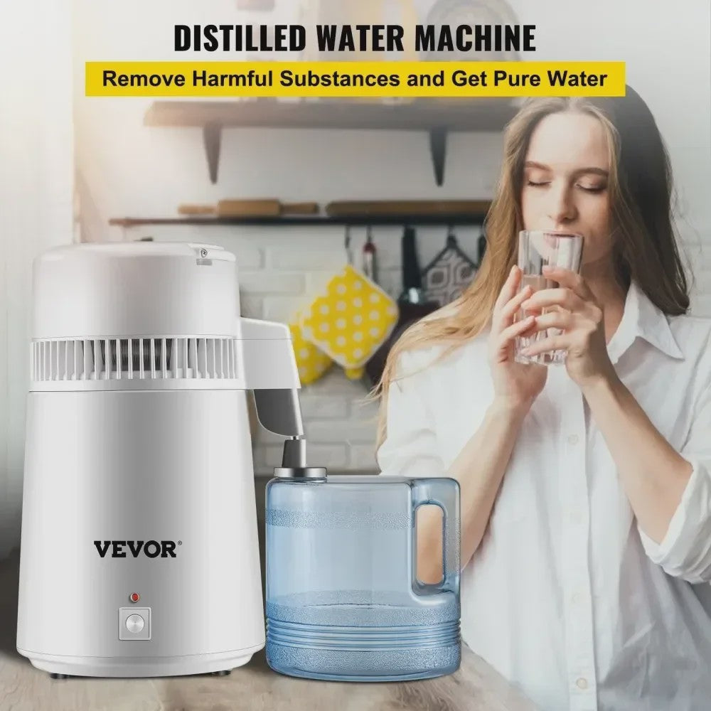 VEVOR Water Distilleerder 4L - Zuiver Drinkwater met Roestvrij Staal