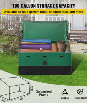 Waterdichte Outdoor Opbergbox 100 Gallon - PE Tarpaulin & Verzinkt Frame