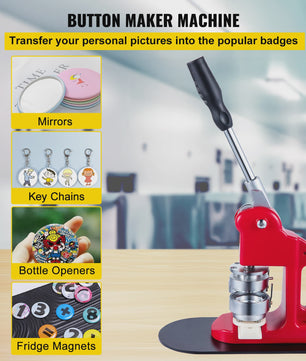 Professionele Badge Maker Machine: Maak Zelf Pins & Broches (25-75mm) - Inclusief 500/1000 Onderdelen