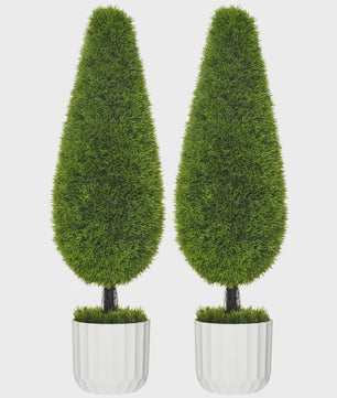 Set van 2 Kunstcipressen 90 cm met Pot en Mos - Decoratieve Kunstplant voor Binnen en Buiten