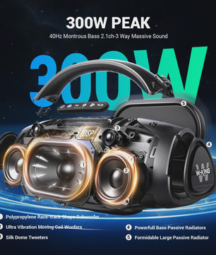 W-KING X20 Draagbare Bluetooth Speaker 200W RMS - Massieve Bas, IPX7 Waterdicht & 24u Speeltijd