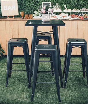 Set van 4 Industriële Barkrukken Metaal Zwart - 76cm Hoog