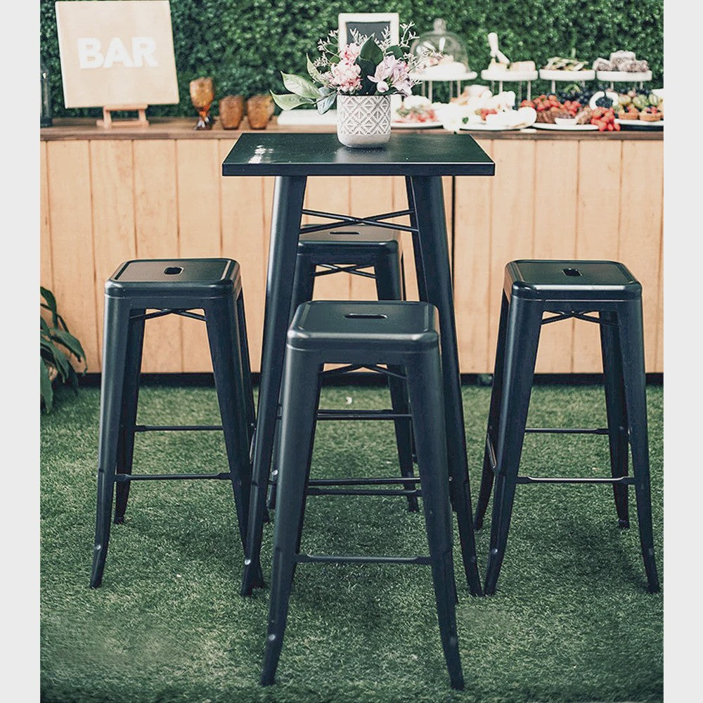Set van 4 Industriële Barkrukken Metaal Zwart - 76cm Hoog