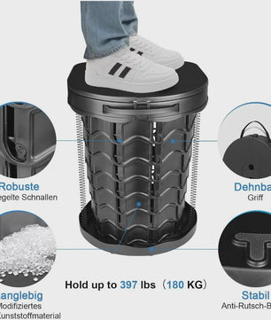 Draagbaar Toilet met Deksel - 180kg Draagvermogen | Ideaal voor Camping, Vissen, Reizen & Noodgevallen