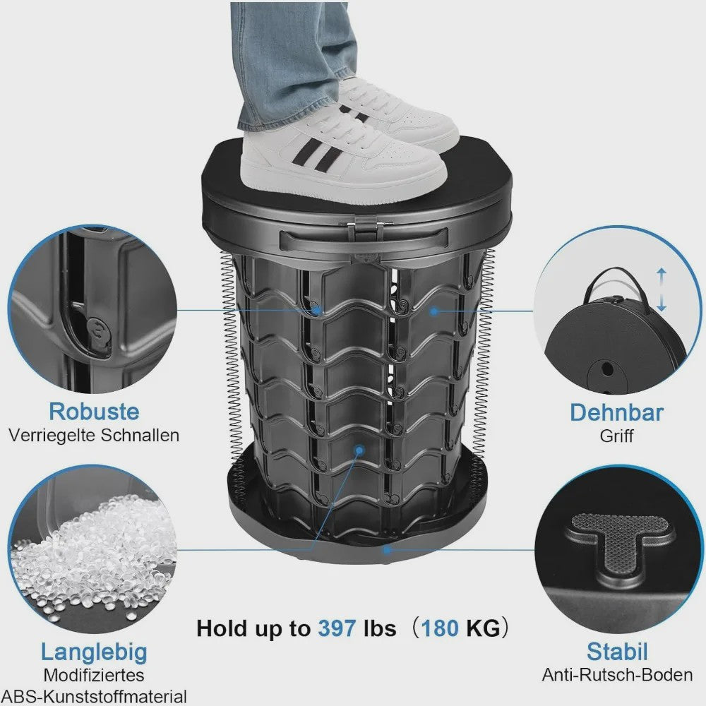 Draagbaar Toilet met Deksel - 180kg Draagvermogen | Ideaal voor Camping, Vissen, Reizen & Noodgevallen