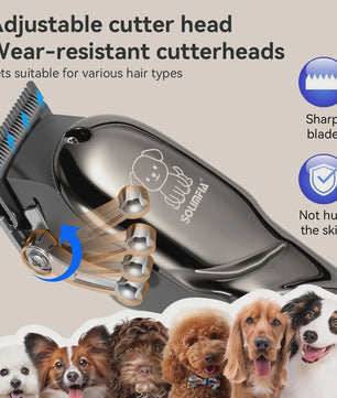 Solimpia Professionele Hond & Kat Trimmer - Krachtige 6500RPM Motor, USB Oplaadbaar, 180 Min Gebruikstijd, Stille Werking