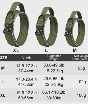 Tactische Hondenhalsband: Verstelbaar Nylon met Controlehandvat & Stevige Gesp