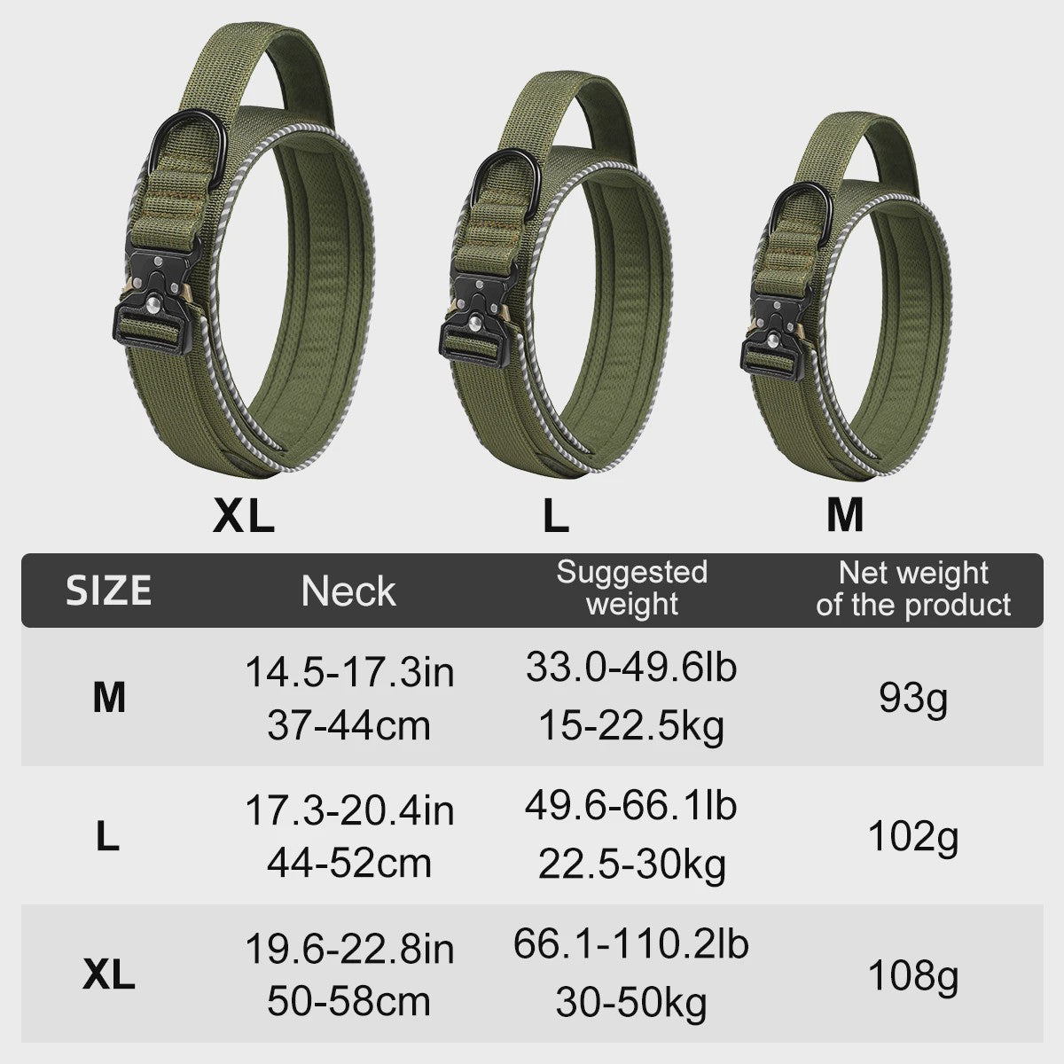 Tactische Hondenhalsband: Verstelbaar Nylon met Controlehandvat & Stevige Gesp
