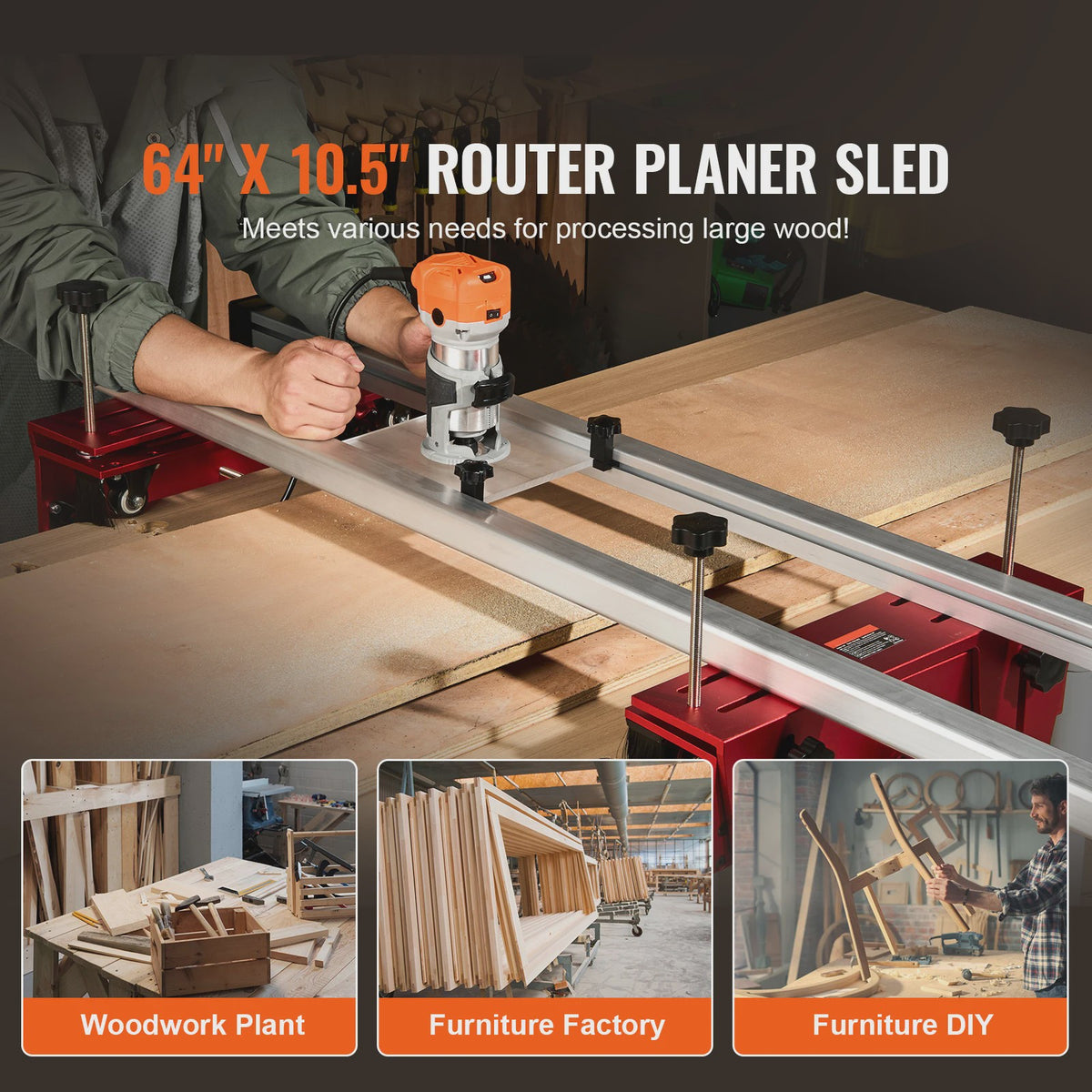 64-inch Router Sled: Draagbare en Verstelbare Houtvlakker voor Doe-het-zelf Projecten