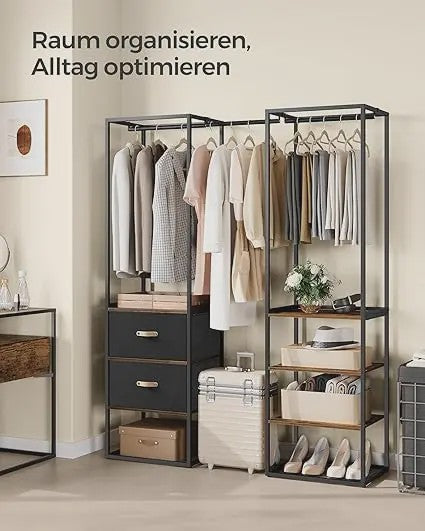 SONGMICS Open Kledingkast met 2 Lades en 4 Planken - Zeer Robuust