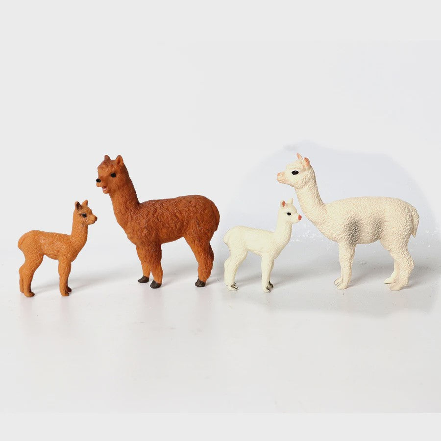 Realistische Alpaca & Kameel Figuren Set - Handgeschilderd, Educatief Speelgoed