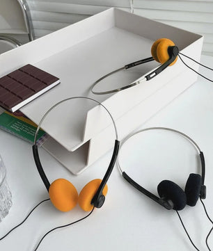 Retro 3.5mm Bedrade Koptelefoon - Universeel, Noise Cancelling, Lichtgewicht voor Muziek & Sport