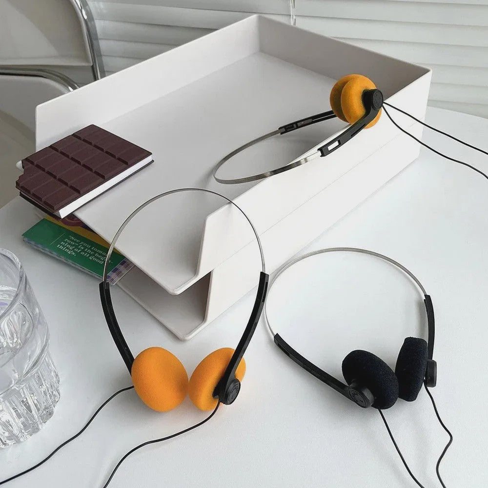 Retro 3.5mm Bedrade Koptelefoon - Universeel, Noise Cancelling, Lichtgewicht voor Muziek & Sport