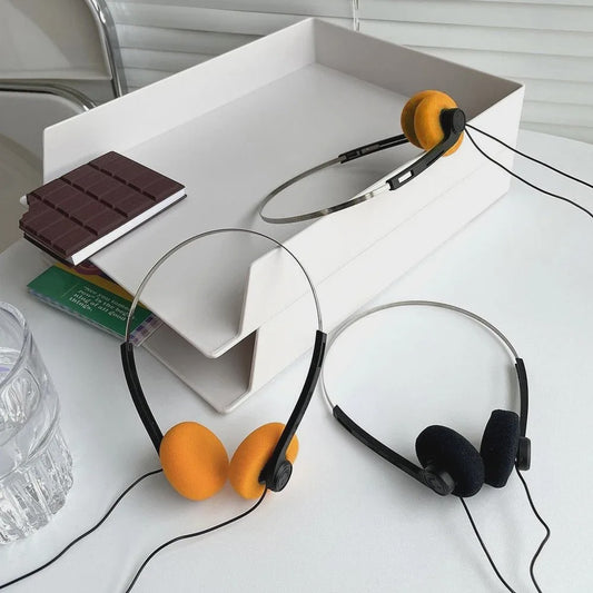 Retro 3.5mm Bedrade Koptelefoon - Universeel, Noise Cancelling, Lichtgewicht voor Muziek & Sport
