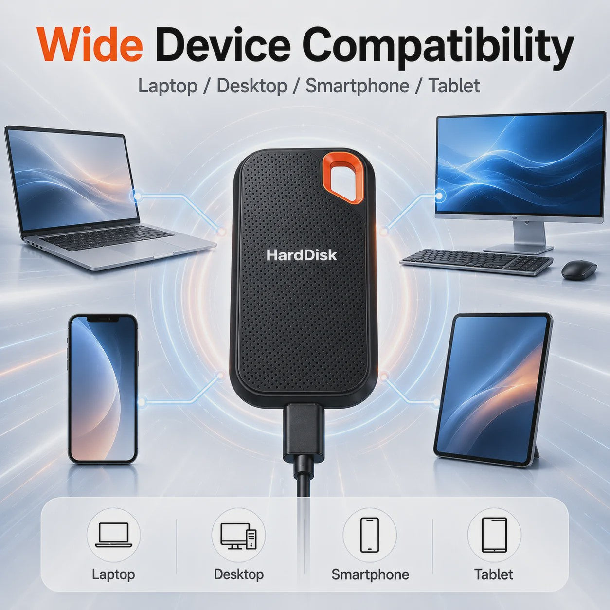 Compacte Externe SSD 1TB/2TB - Draagbare Opslag met USB 3.1 Type-C voor Laptop, MacOS & Telefoon