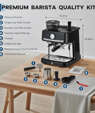 HiMISS Volautomatische Espressomachine met Ingebouwde Grinder en Melkopschuimer - 15 Bar
